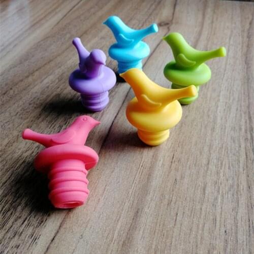 1pcs Bird Shaped Wine Bottle Stoppers Silicone Beer Wine Cork Plug Bottle Cover Kitchen Bar Tool