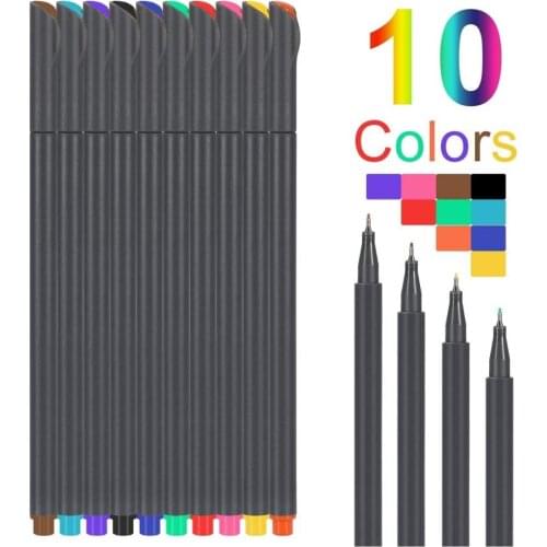 10 Color Fine Line Colorful Gel Pen Set 0.38mm Marker Liner For Journal Cartoon Manga Office Planner School Supplies H6954