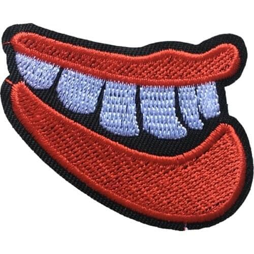 10 Pieces/lot Lips with Teeth Iron on Patch Badge for Clothing Bags Small Embroideried Applique Patches Sewing DIY Decoration
