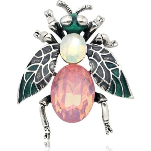 100pcs/lot Pink Rhinestone Custom Insect Brooch For Women Cute Brooch Pins Dress Accessories Jewelry 2020 New Arrival