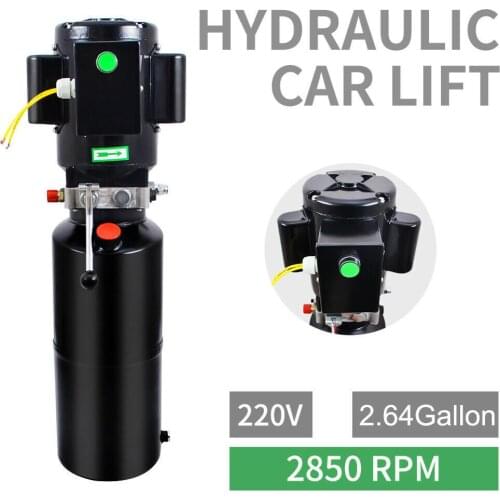 220V/110V 10L Car Lift Hydraulic Power Lifting Unit Single Acting Manual Operation Vehicle Hoist 2.64 Gallon