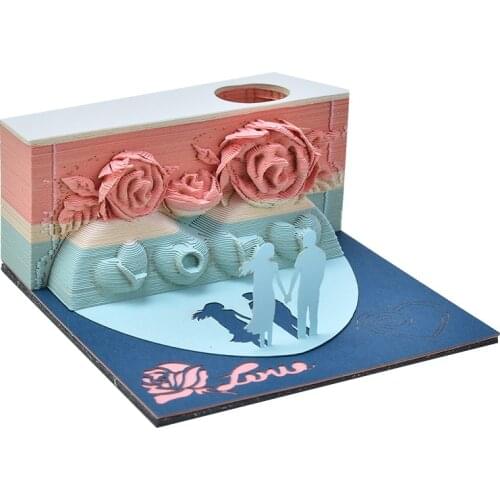 3D Three-dimensional Romantic Love Memo Pad Note Pad Novelty Design Construction Paper Carving Crafts Sticky Notes Creative Gift