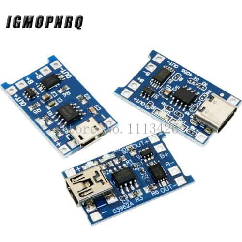5pcs Micro USB 5V 1A 18650 TP4056 Lithium Battery Charger Module Charging Board With Protection Dual Functions 1A Li-ion