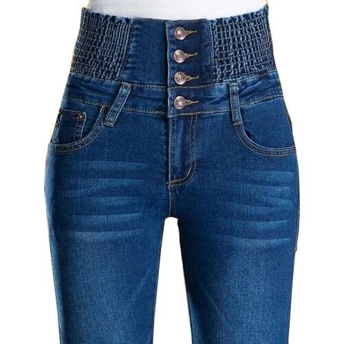 Velvet Denim Pants Autumn Winter Jeans For Women High Waist Skinny Warm Thick Jeans Womens High Elastic Plus Size Stretch Jeans