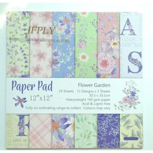 Flower Garden Scrapbooking set Papers Cut seriers Craft Paper Card Making Background pad 12inches 24sheets/pack