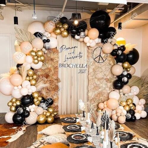 Wedding Birthday Party Decor Black and White Agate Gold Latex Balloon Garland Arch Holiday Event Baby Shower Backgound Decor