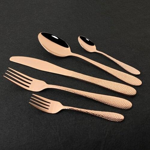 40Pcs/8Set Rose Gold Cutlery Set tainless Steel Dinnerware Set Knives Forks Tea Spoons Dinner Set Kitchen Tableware Silverware