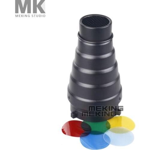 Photography Studio Flash MK(S) Conical Snoot Light Control for Bowens Strobe with Gel Filter Color Red Yellow Green Blue
