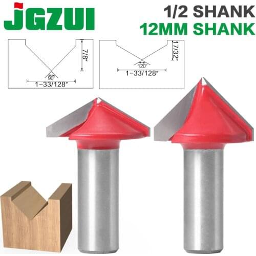 1pc 12mm 1/2″shank V Groove Router Bits CNC Engraving Milling Cutter 90-120 Degree Woodworking Carving Knife Tungsten Carbide Cu