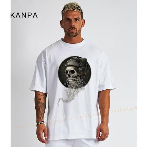 DJ Skull Mens Oversized T-Shirts Plus Size Top Tee 6XL 5XL 4XL Cotton T Shirts for Big Tall Man Homme Streetwear Men Clothing