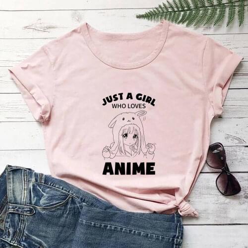 Cute Cartoon Girl Graphic Print 100%Cotton Women Tshirt Womens Funny Summer Casual O-Neck Short Sleeve Tops Girls Weekend Tee