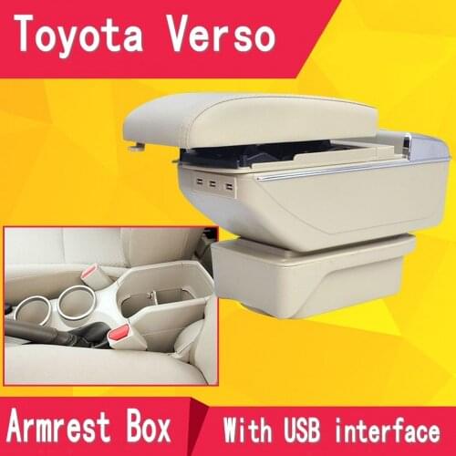 For Toyota Verso armrest box central Store content box with cup holder ashtray USB Verso armrests box