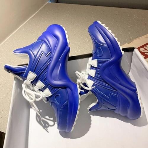 Autumn New Fashion Chunky Sneakers Shoes for Women Platform Dad Shoes Walking Jogging Sports Shoes Woman Pink Blue