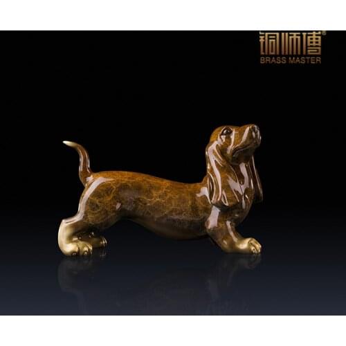 Copper master copper ornaments "dachshund" one of Home Furnishing crafts decoration living room decoration