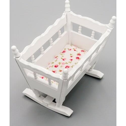 Odoria 1:12 Miniature Baby Cradle Doll Crib Bed Dollhouse Decoration Accessories