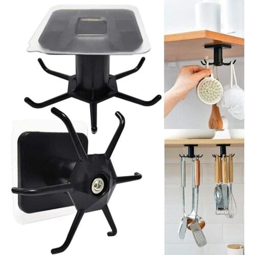 Multifunctional Organizing Hook for Kitchen Bedroom 360° Rotating Under Shelf Hooks Hanging Rotate Storage Organizer Rack