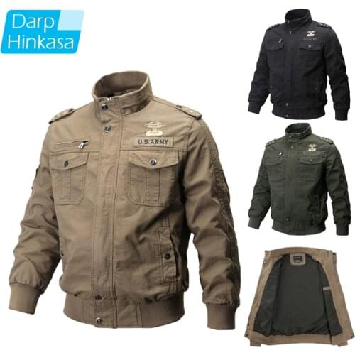 2021 Winter Brand Men Casual Cotton Military Jacket Coat Men Vintage Air Force Pilot Jacket Warm Thick Fleece Bomber Jacket Men