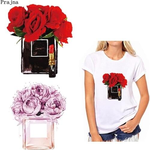 Prajna Flower Patch Iron On Patches For Clothing DIY Thermal Washable Stickers On Clothes Girls T-shirt Heat Transfer Applique