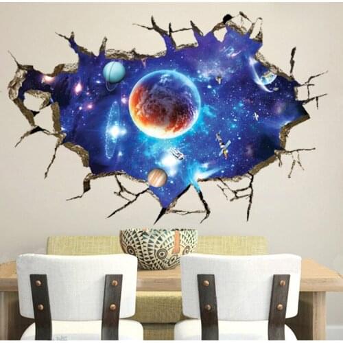 2021 New Hot Fashion Galaxy Planet 3D Window Wall Sticker Removable Living Room Background Decals