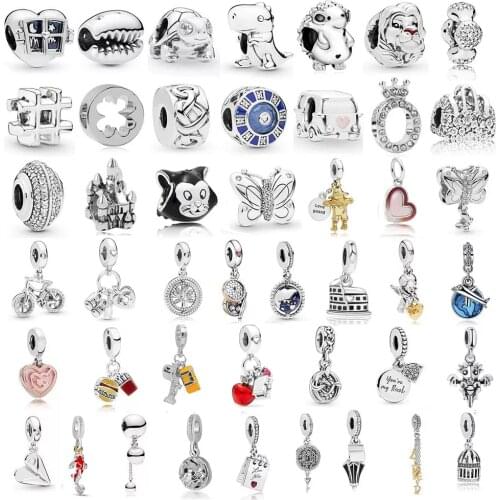 Fit Original Pandora Charm Bracelet Necklace DIY Women Jewelry New Silver Color Bead Hedgehog Heart Cat Shell Women Gift