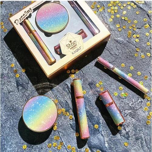 Romantic in Makeup Set Eyeshadow Mascara Cushion BB Lipstick Velvet Matte Thick Curling Waterproof Lasting Nude Makeup
