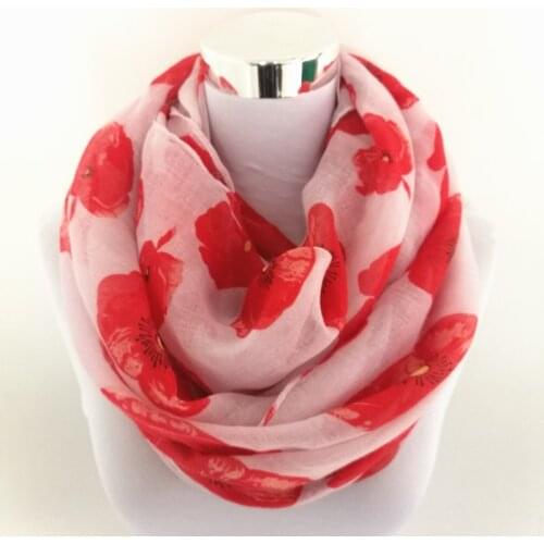 New Women Ladies Fashion Viscose Cotton big flowers Print infinity scarf Fashion Poppies Scarves Shawl Wrap hot sale neckerchief