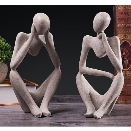 Nordic Creative Study Home Decoration Furniture Living Room Office Sandstone Drawing Like Meditative Figure Decoration