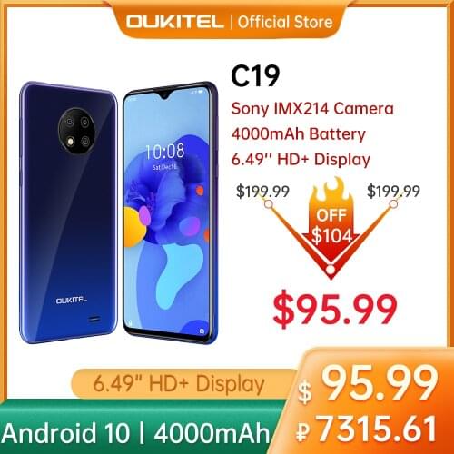 OUKITEL C19 LET 4G Smartphone 2GB 16GB Ouad Core 4000mAh Mobile Phone 6.49'' HD+ MTK6737 13PM Android10.0 Phone