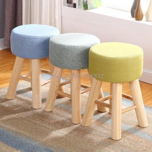 Dining table stool fabric small stool household round stool fashion makeup stool chair creative sofa stool adult solid wood benc