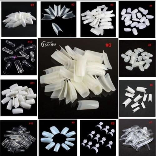 TKGOES 500pcs 12 Design French Nail Tips 10 Sizes False Acrylic Natural Nails Full Fake Nail Tips Half VU Gel Salon False Tips