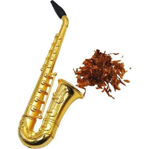 Unique Saxophone Mini Portable Smoking Pipes Metal Tobacco Herb Zinc Alloy Mini Portable Long Smoking Pipes Hookah Gifts