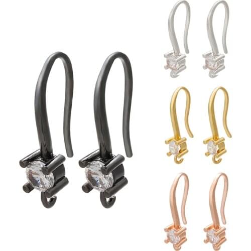 ZHUKOU 5x19mm Brass Flower lovely dangle eardrop with hooks for women DIY handmade long earrings wedding jewelry model:VE90