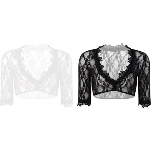 Ladies Women Vintage Dirndl Blouse Crop Tops Bavarian Oktoberfest Costume Sexy Transparentes Sheer Lace Half Sleeve Blouses