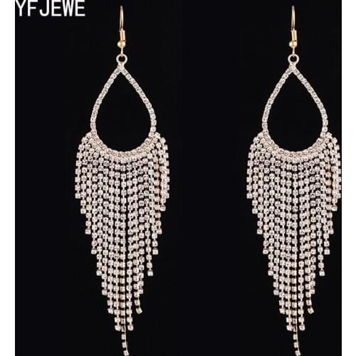 YFJEWE 2019 New Hot Trendy Crystal Tassel Drop Earrings For Women Fashion Jewelry Micro Paved Boucle D'oreille Gifts #E620