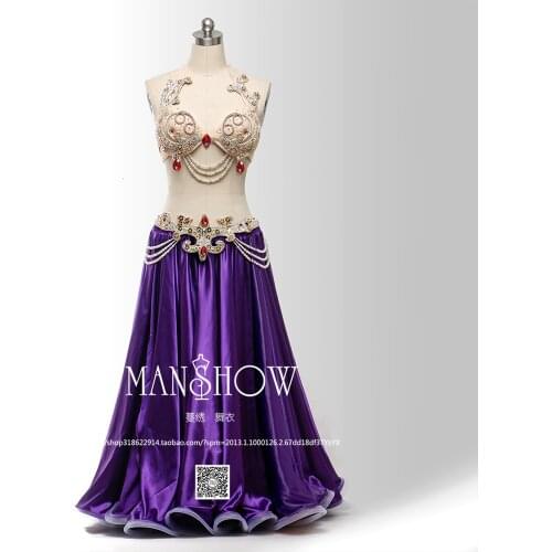 Fashion Women Belly Dancing Costume 2 Piece/Suit Diamond Bra and Fishtail Skirt 2018 New Belly Dance Performance Clothing