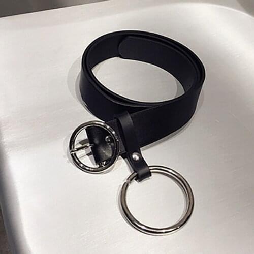 Women Waistband PU Leather Buckle Metal Circle Belt O Ring Belt