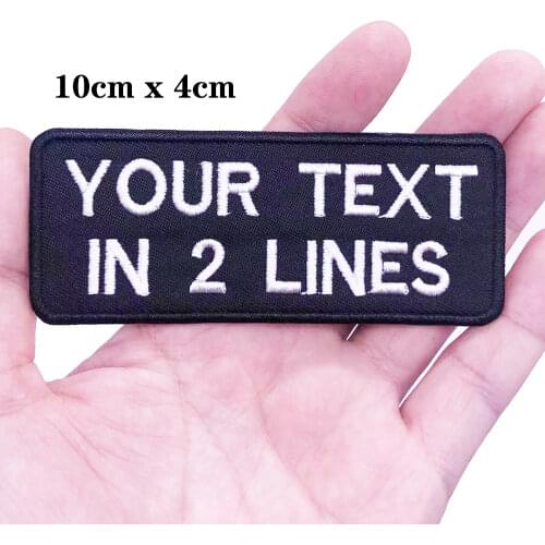 10X4CM Embroidery Custom Name Text Patch Stripes badge Iron On Or Sew On Or Velcro Backing Patches For Clothes Backpack Hat