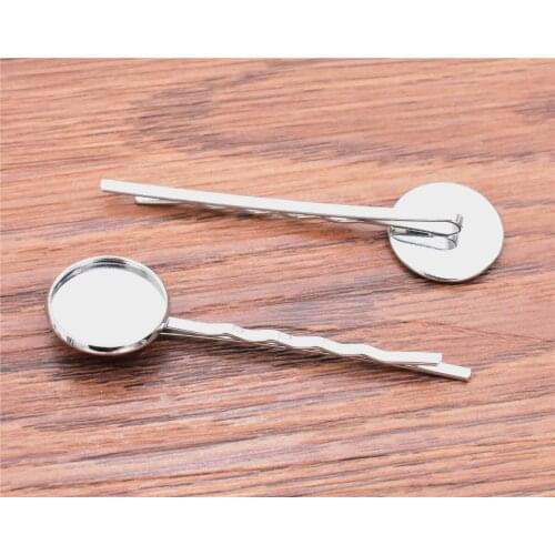 16mm 10pcs High Quality Rhodium Plated Material Hairpin Hair Clips Hairpin Base Setting Cabochon Cameo
