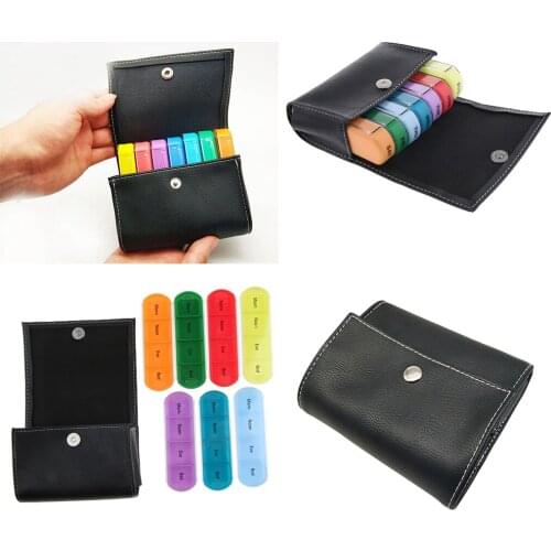 2pcs Wallet Weekly Travel Pill Organizers Vitamin Caddy Storage for 4 Times A Day, 7 Days a Week