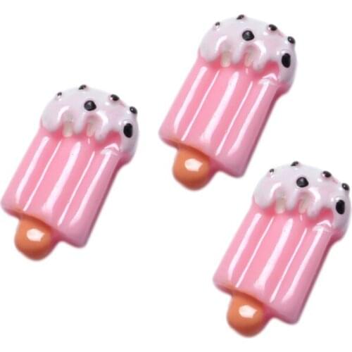 20Pcs Pink Resin Ice Cream Decoration Crafts Beads Flatback Cabochon Scrapbooking DIY Embellishments Kawaii Diy Accessories