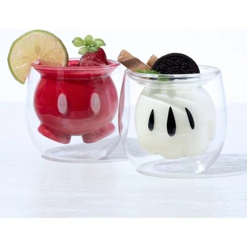 2020 New Cartoon Glass Double Wall Transparent Coffee Mug Cold Drink Cups Restaurant Milk Shake Cappuccino Latte Coffee Cups