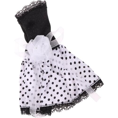 2x Fashion Doll Clothes Tee Dress Skirt Gown with Wave Spot for Barbie Dolls