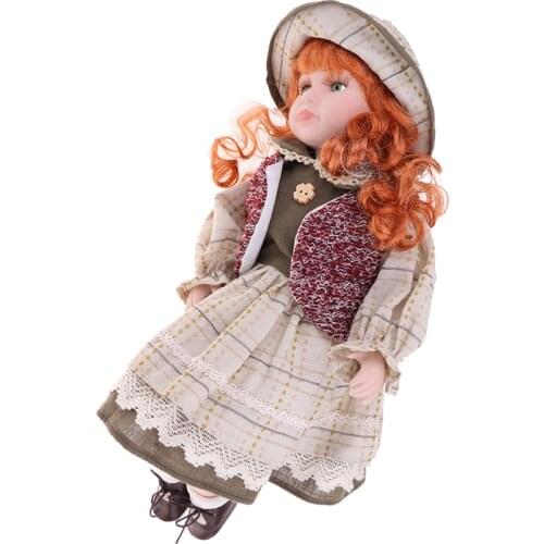 40cm Porcelain Doll Victorian Lady in Dress Gown People Figure Vintage Dollhouse Miniature