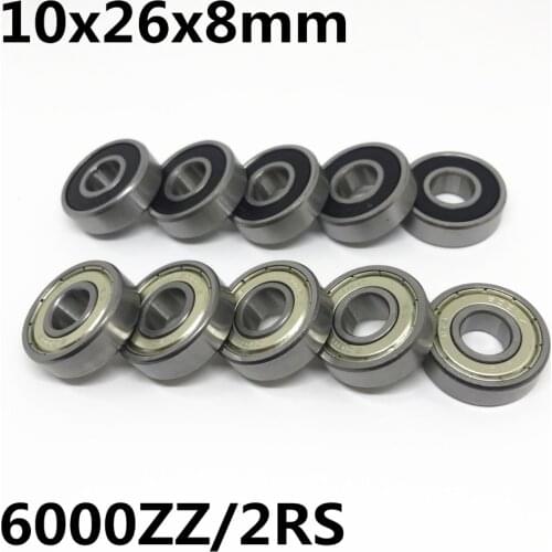 50Pcs High quality 6000ZZ 6000-2RS ball bearing 10x26x8 mm deep groove ball bearing 6000RS 6000Z