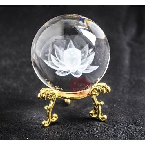 60-80mm Crystal Ball 3D Laser Engraved Valentine gift crystal gift Home Decor Accessories Fengshui Crystal Ball Lotus ball