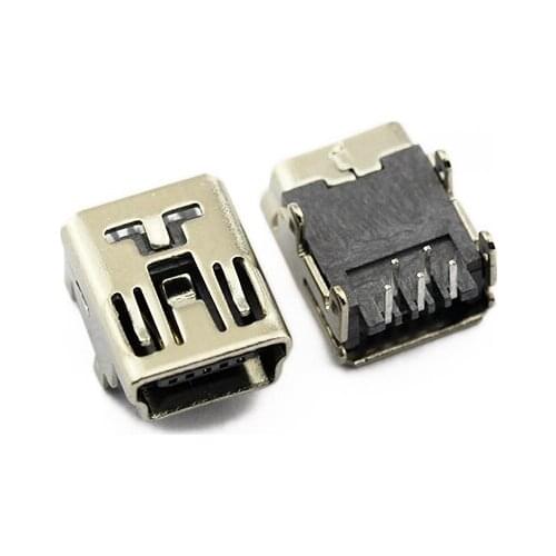 Free shipping Mini USB 90 degree bend needle base (mini-USB) USB socket 5PF 20pc/lot