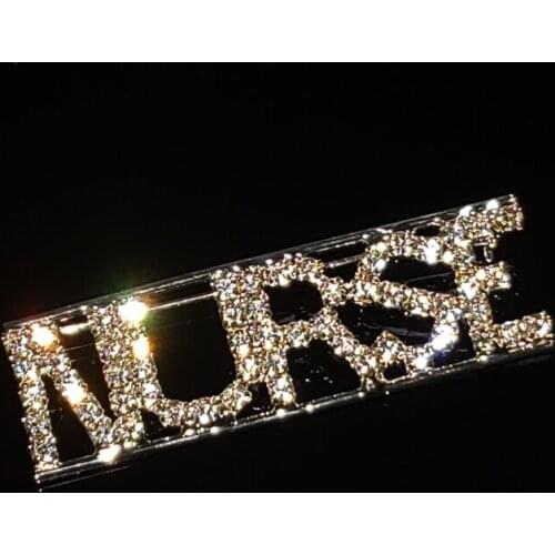 Rhinestone English Letters Lapel Pin Crystal Handmade "NURSE" Word Brooch Pin Jewelry Accessories for Nursess Gift WHOLESALE