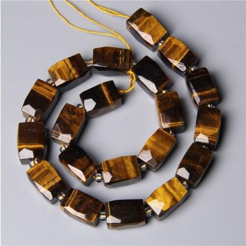 High Quality Natural Faceted Yellow Tiger Eye Stone Beads Loose Tube Gem Beads For Jewelry Making Handmade 12x16mm Wholesale Diy