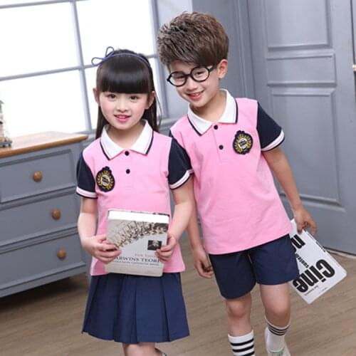 Kindergarten Garden Dress Summer School Dress School Uniform Sportswear Suit English Childrens Class Dress Set D-0519