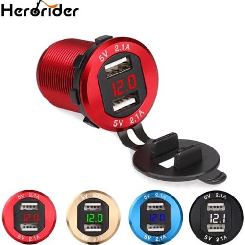Dual USB Car Charger for Motorcycle Auto Truck ATV Boat Car Voltmeter Meter Socket Charger Power Adapter Outlet 12V